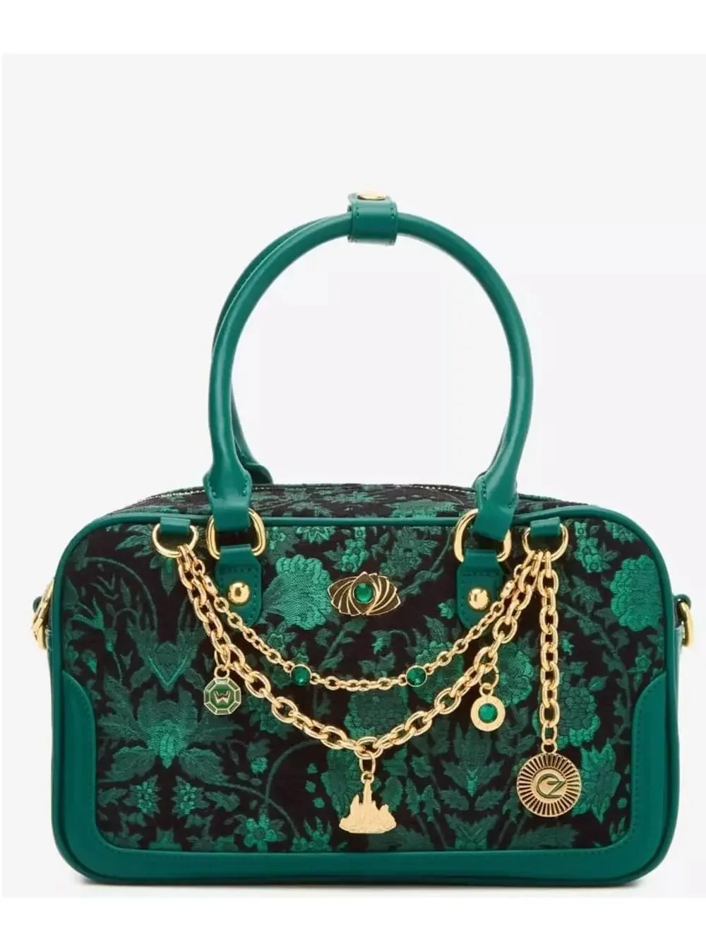 Wicked Oz Green Floral Handbag with Bag Chain